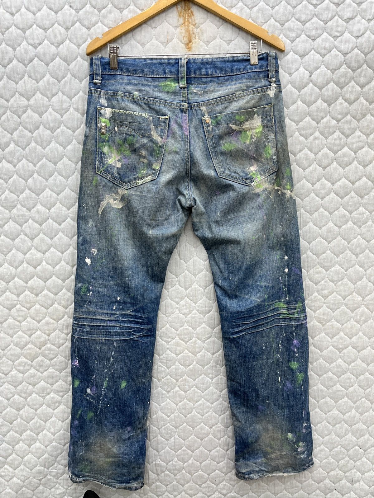 Japanese Brand 🔥🔥🔥ARCHIVE LUXY SPLATTER PAINT DENIM Size US 33 - 8 Thumbnail