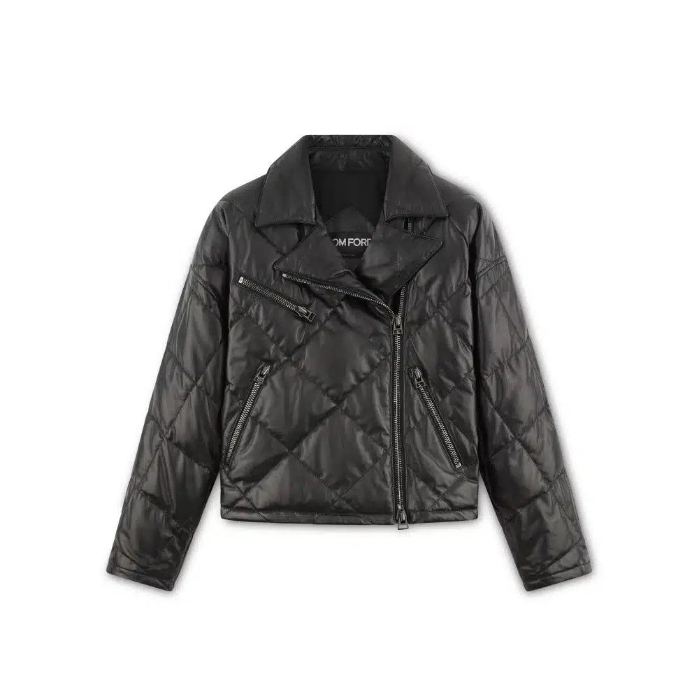 o1loc1c1024 CSL693 Quilted Leather Jacket in Black