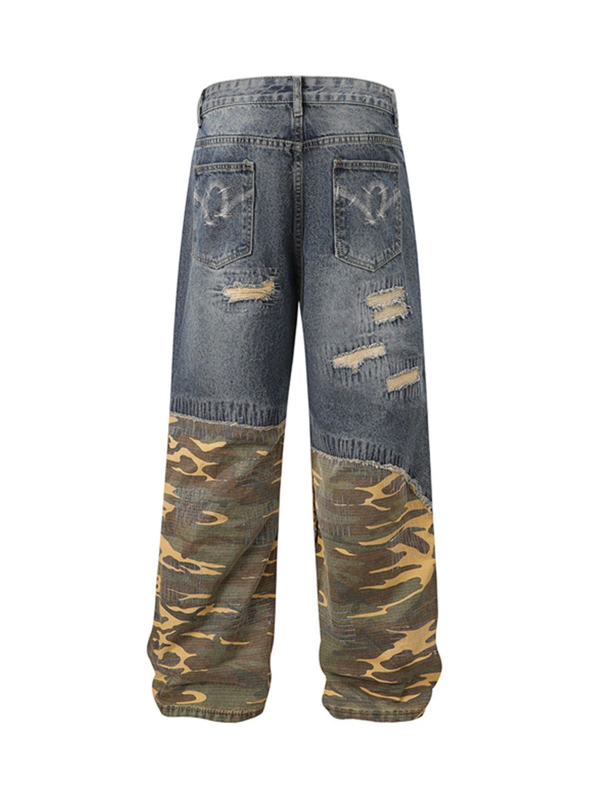 Japanese Brand Distressed Camouflage Patchwork Jeans Size 30" / US 8 / IT 44 - 5 Thumbnail