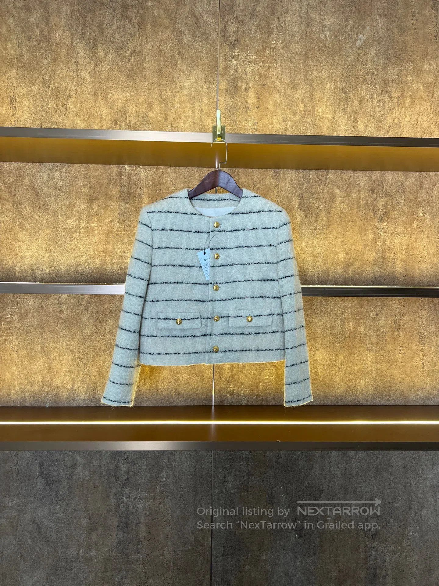 Celine CELINE Striped Gold Buckle Jacket| Size XS / US 0-2 / IT 36-38 - 1 Thumbnail