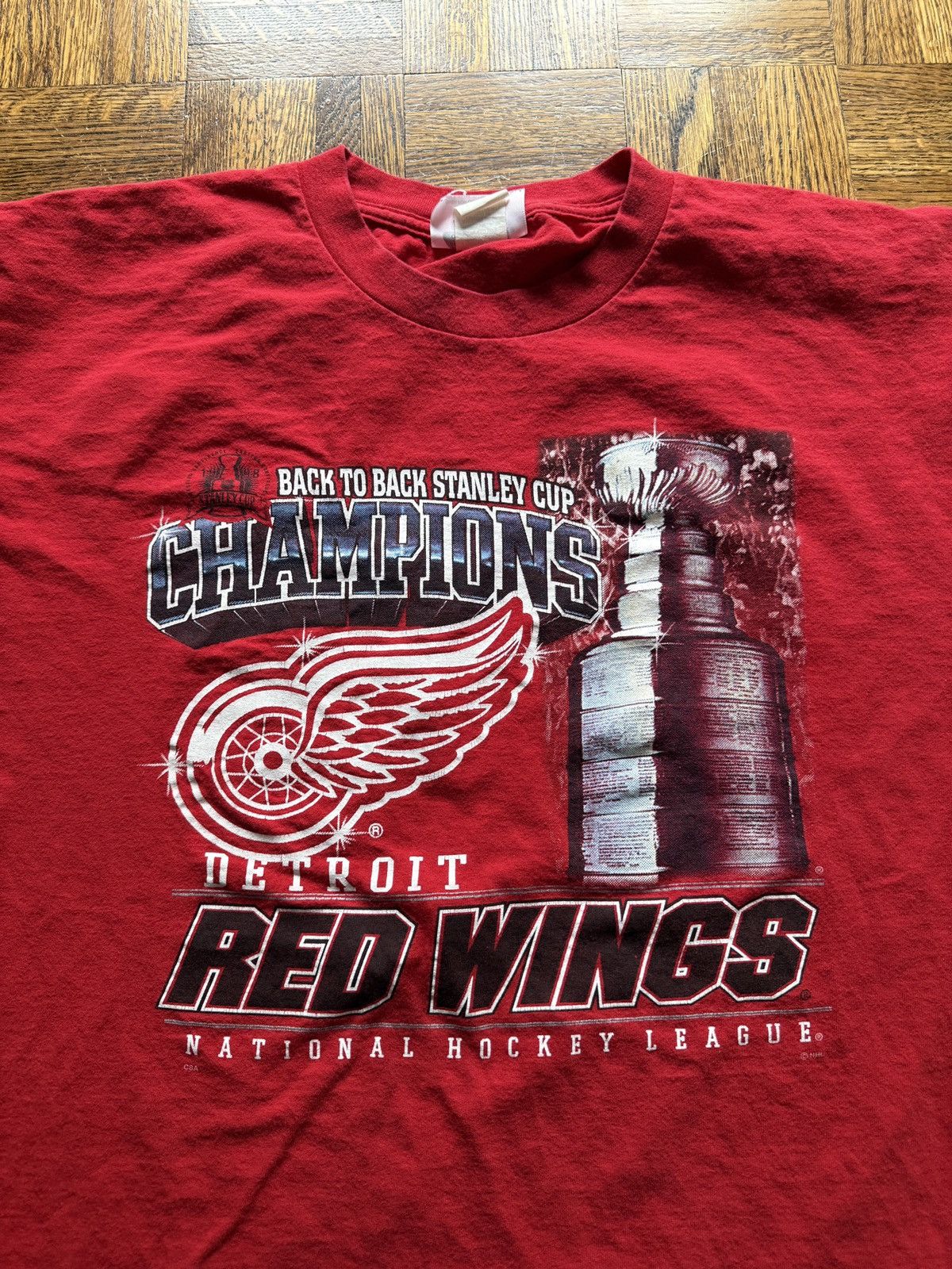 Vintage Vintage 90s Detroit Red Wings Stanley Cup Champions Tee Size US XL / EU 56 / 4 - 4 Thumbnail