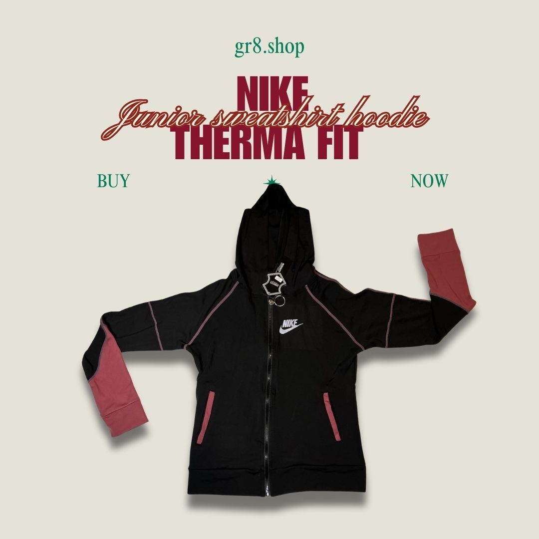 Nike Nike Therma-Fit Junior Hoodie Black & Pink With Full Zipper Size S / US 4 / IT 40 - 1 Thumbnail