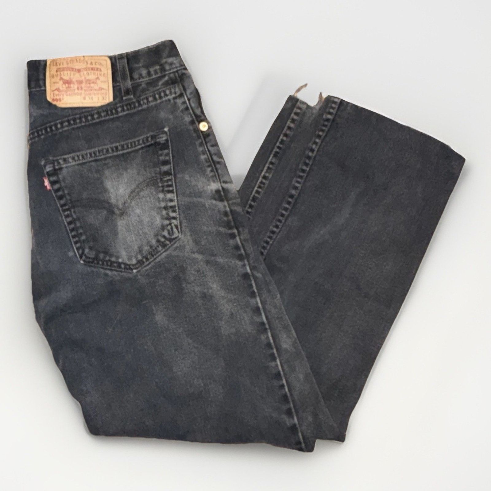 Levi's × Vintage Vintage Levi’s 505 Black Jeans 32x28 Y2K Distressed Faded Size US 32 / EU 48 - 1 Thumbnail
