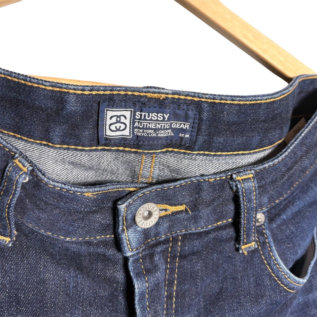 Stussy × Vintage Vintage Stussy Logo Denim Jeans Pants Size US 34 / EU 50 - 7 Thumbnail