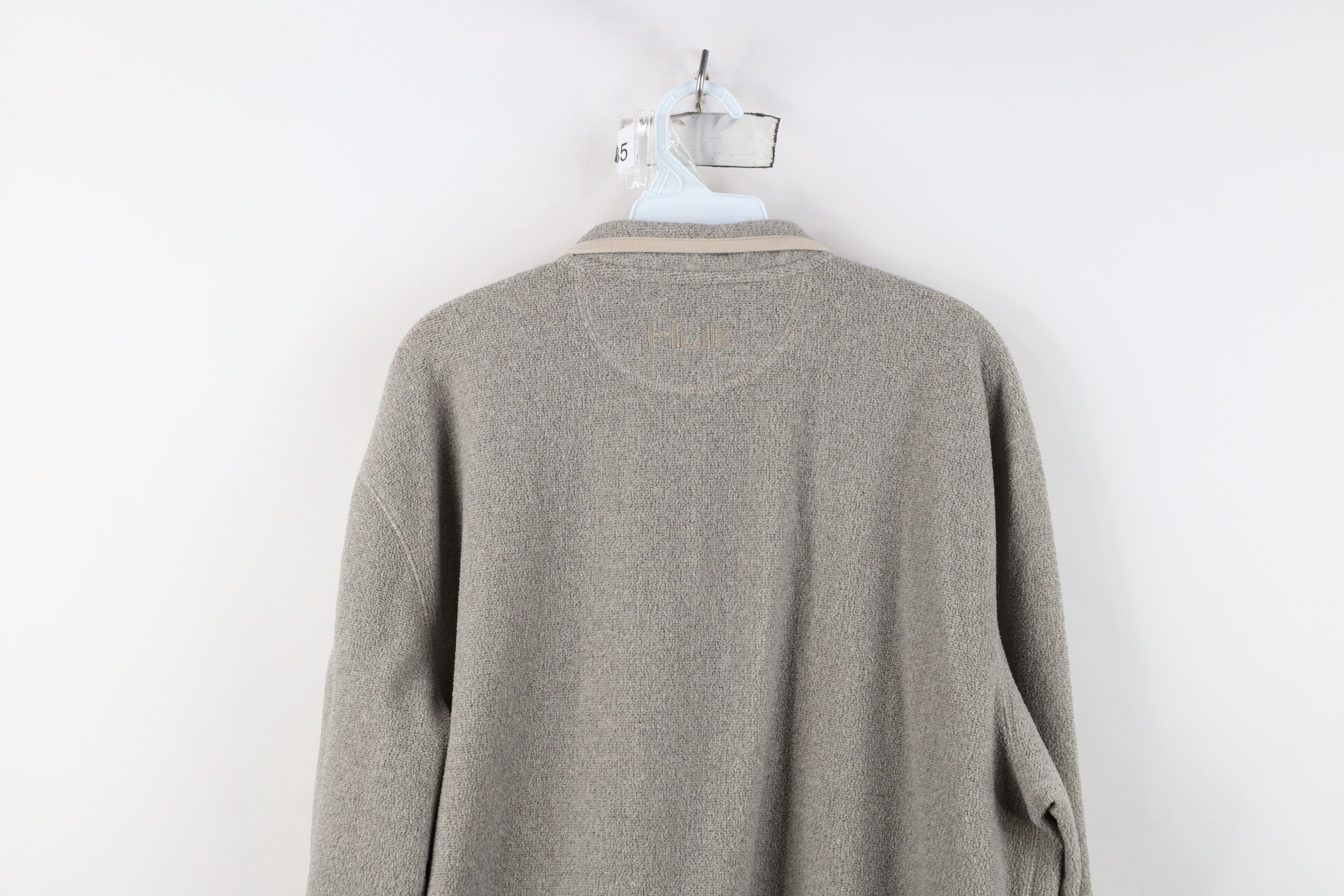 Vintage Huk Fishing Spell Snap Button Fleece Pullover Sweater Beige Size US L / EU 52-54 / 3 - 13 Thumbnail