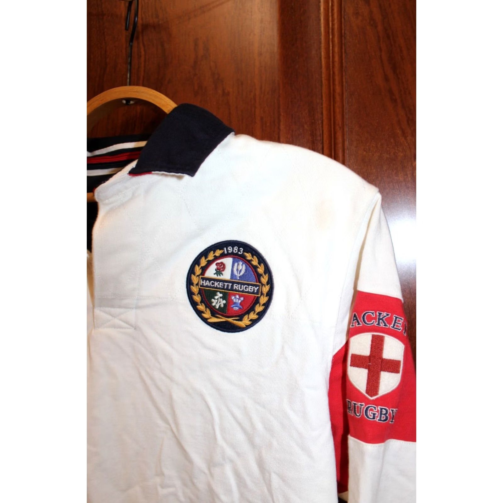 Vintage Hackett London England Rugby Polo Longsleeve Jersey S Men White Limited edition #10 Rugby Shirt Mens Size US S / EU 44-46 / 1 - 3 Thumbnail
