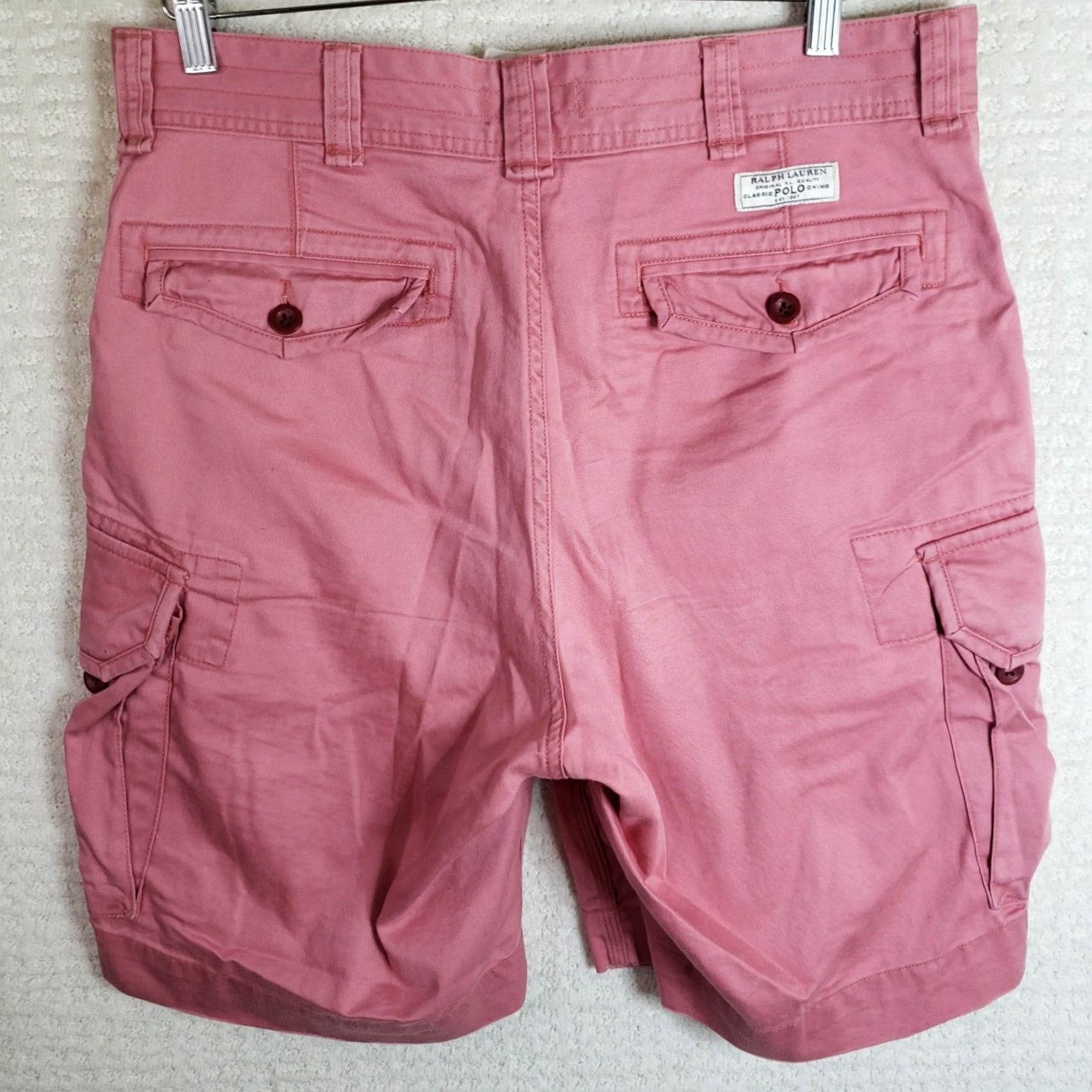 Polo Ralph Lauren VINTAGE Polo Ralph Lauren Mens Chino Shorts 34x10 Dark Pink Pleated Cotton Regular 8 Inseam Casual Beach Golf Mens Size US S / EU 44-46 / 1 - 6 Thumbnail
