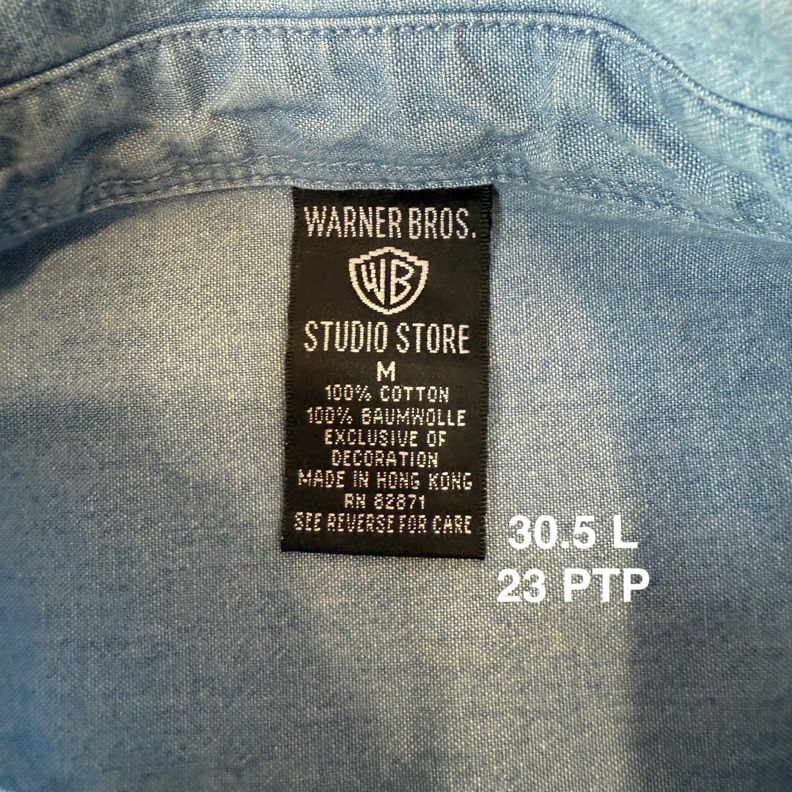 Vintage × Warner Bros Vintage Looney Tunes Shirt M Blue Chambray Button Up 90s Size US M / EU 48-50 / 2 - 6 Thumbnail