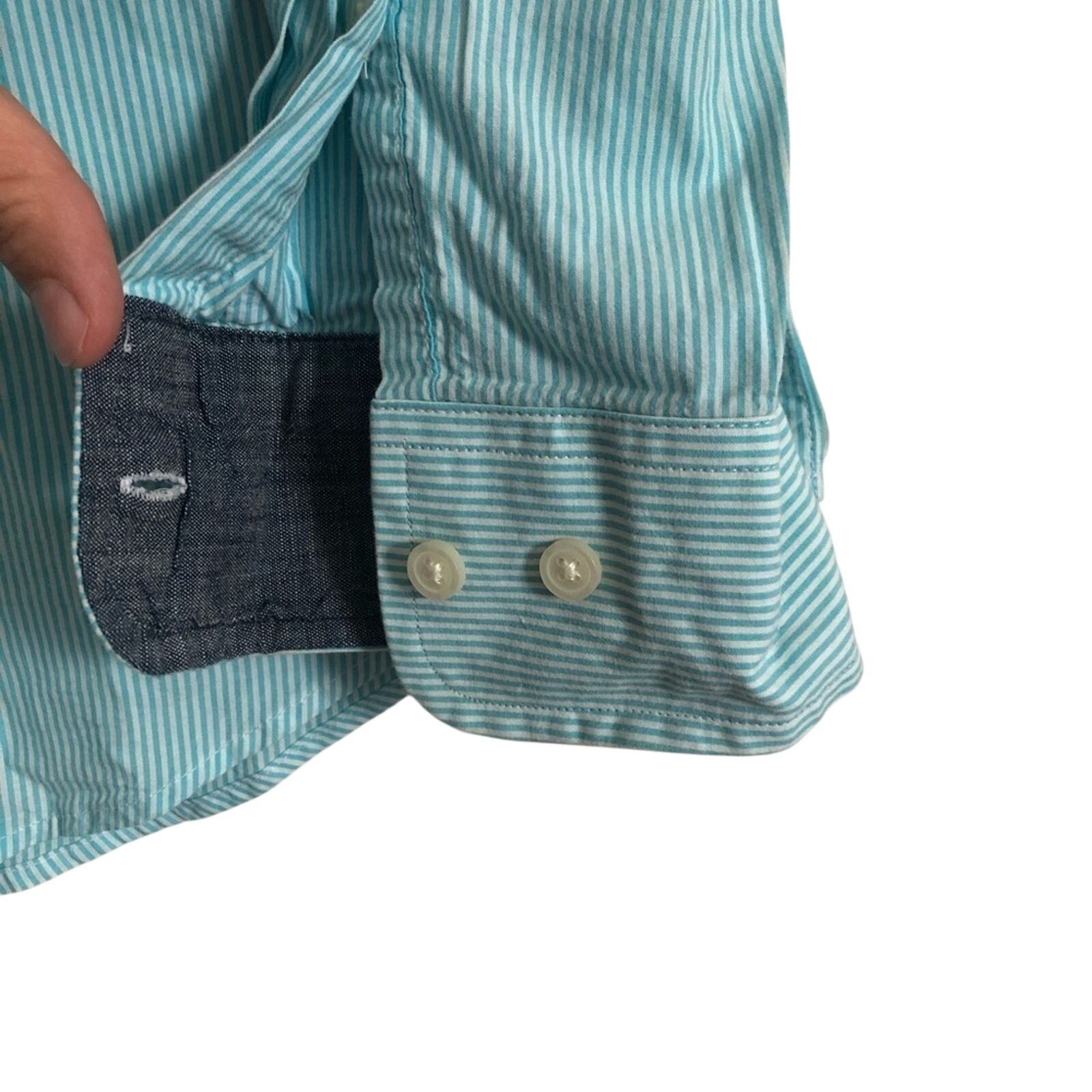 Banana Republic Banana Republic Soft Wash Blue Striped Button Up Shirt Size US XL / EU 56 / 4 - 5 Thumbnail