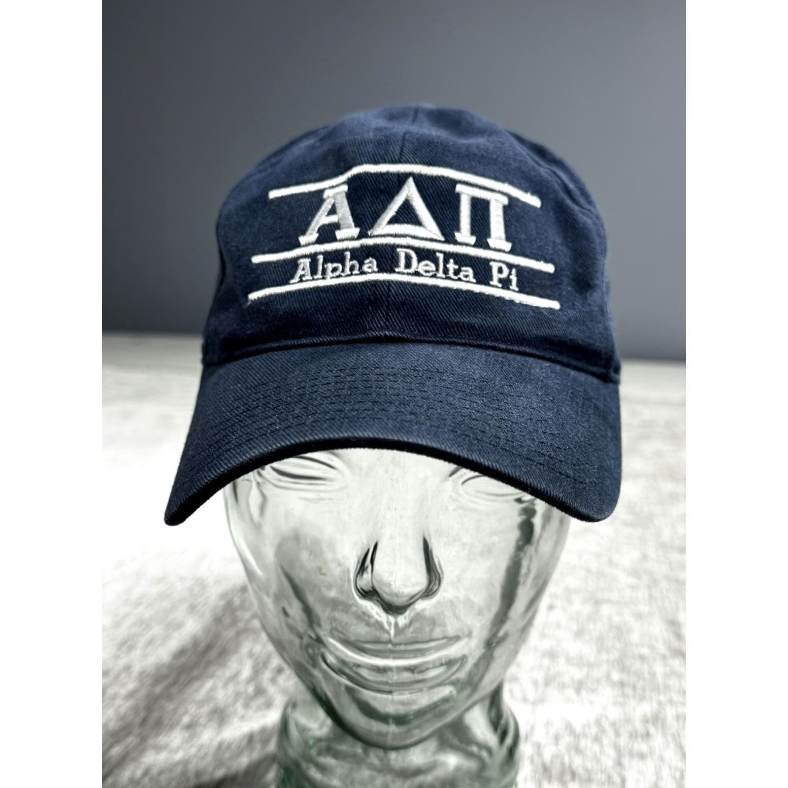 Vintage VINTAGE Alpha Delta Pi Hat Cap Strap Back One Size Blue Womens Sorority Greek College Size ONE SIZE - 2 Thumbnail