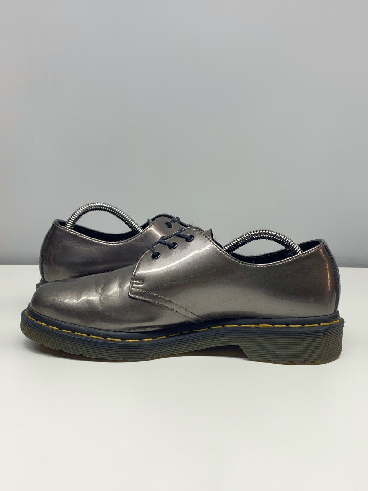 Dr. Martens Dr Martens Enamel Eye Pewter Patent Leather Lace Up Oxfords Size US 6 / EU 39 - 10 Thumbnail