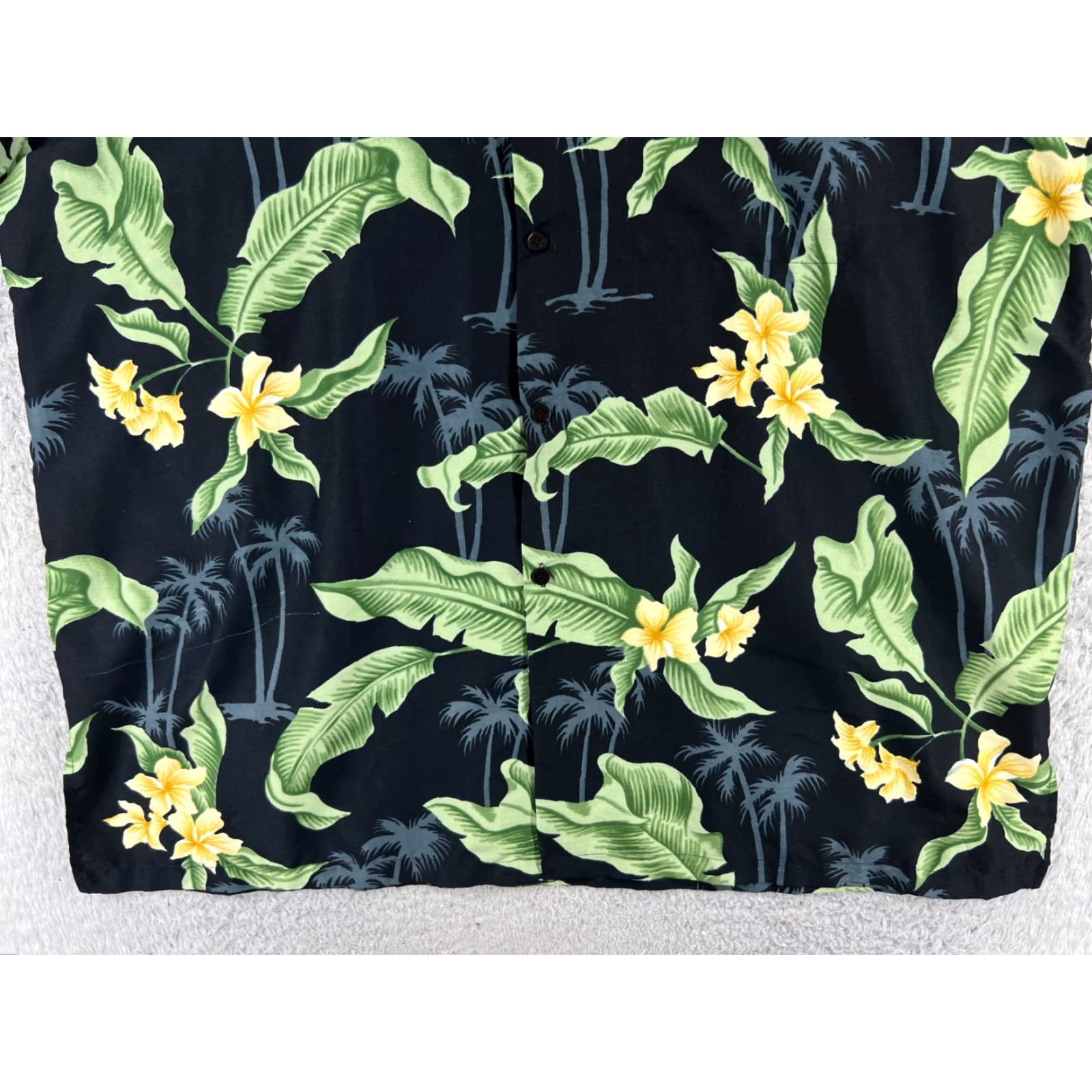Erima Rima Shirt Black Green Floral Palm Hawaiian Adult Large 100% Polyester READ Size US L / EU 52-54 / 3 - 5 Thumbnail