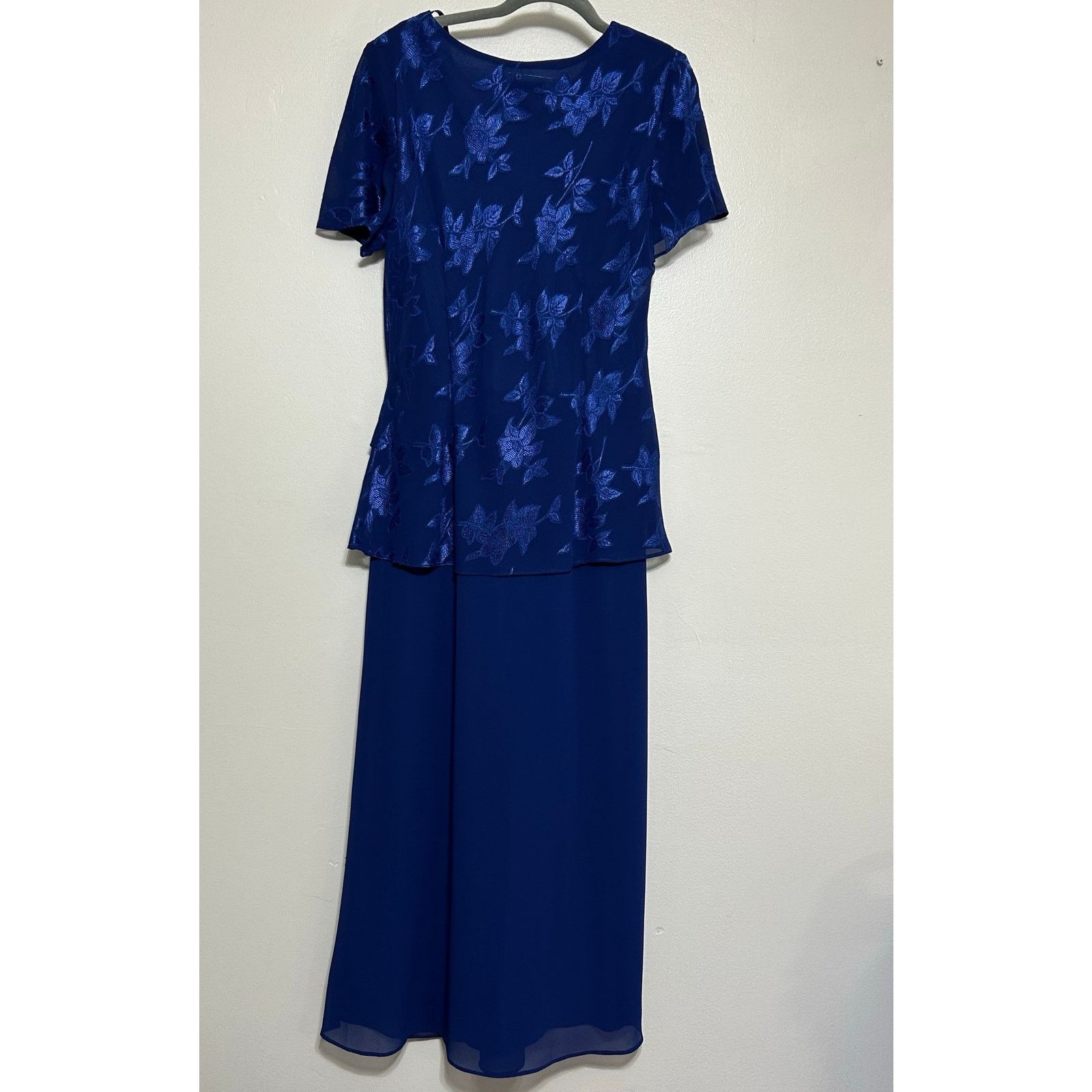 Other Citi Blue Floral Maxi Dress Size 14 Vintage 90s Chiffon Size XL / US 12-14 / IT 48-50 - 2 Thumbnail