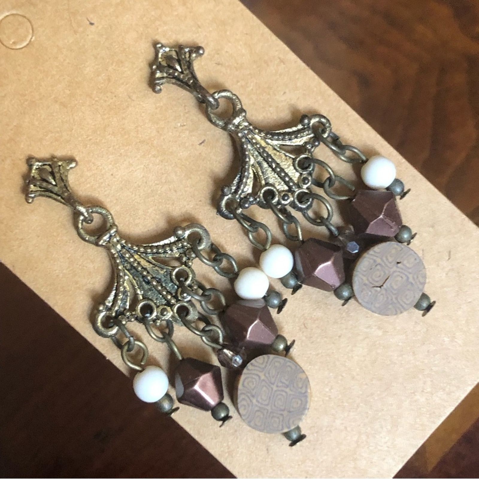 Vintage Vintage brass beaded dangle pierced earrings Size ONE SIZE - 1 Thumbnail