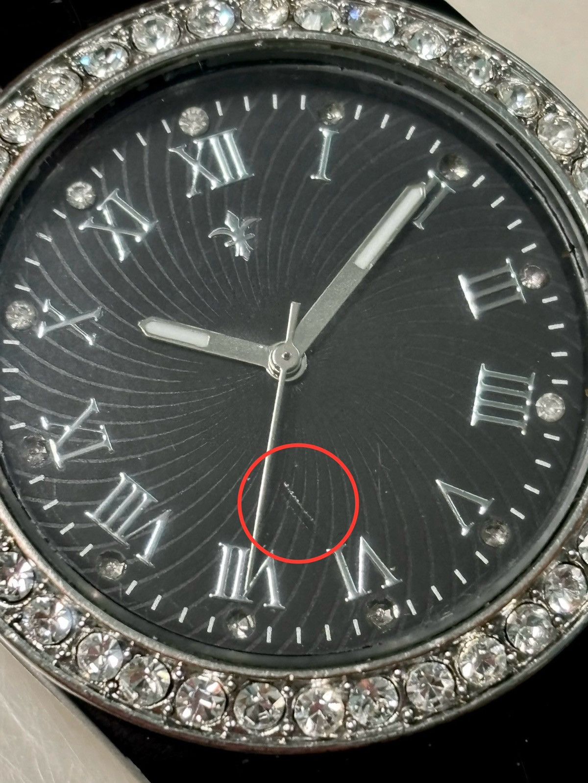 Japanese Brand Black Watch 38 mm Crystal Rhinestone Bezel Spiral Dial Ice Size 38 - 10 Thumbnail