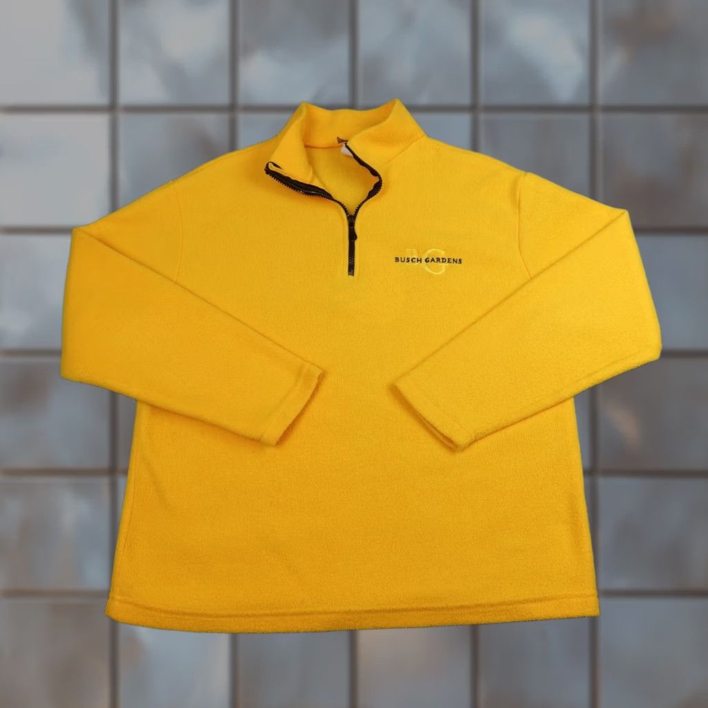 Vintage VINTAGE Busch Gardens Fleece Pullover Mens Medium Yellow Quarter Zip Made In USA Size US M / EU 48-50 / 2 - 1 Thumbnail