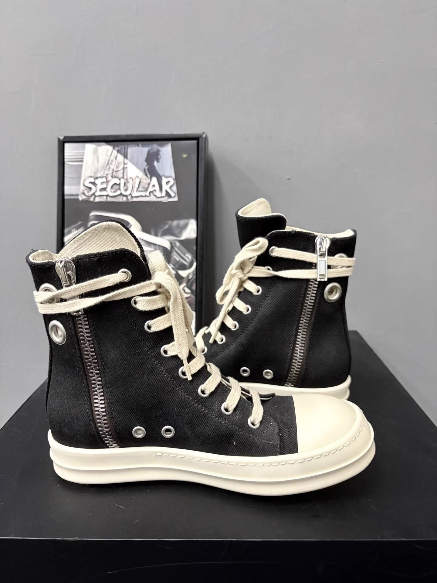 Rick Owens Rick Owens DRKSHDW 23SS Ring Ramones High Canvas K34 Size US 7 / EU 40 - 6 Thumbnail