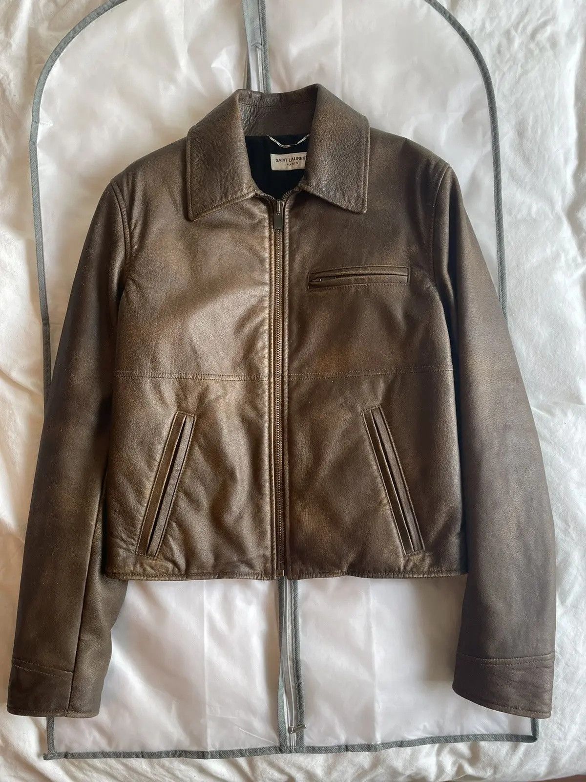 Saint Laurent Paris Cafe racer padded leather jacket Size US S / EU 44-46 / 1 - 1 Thumbnail