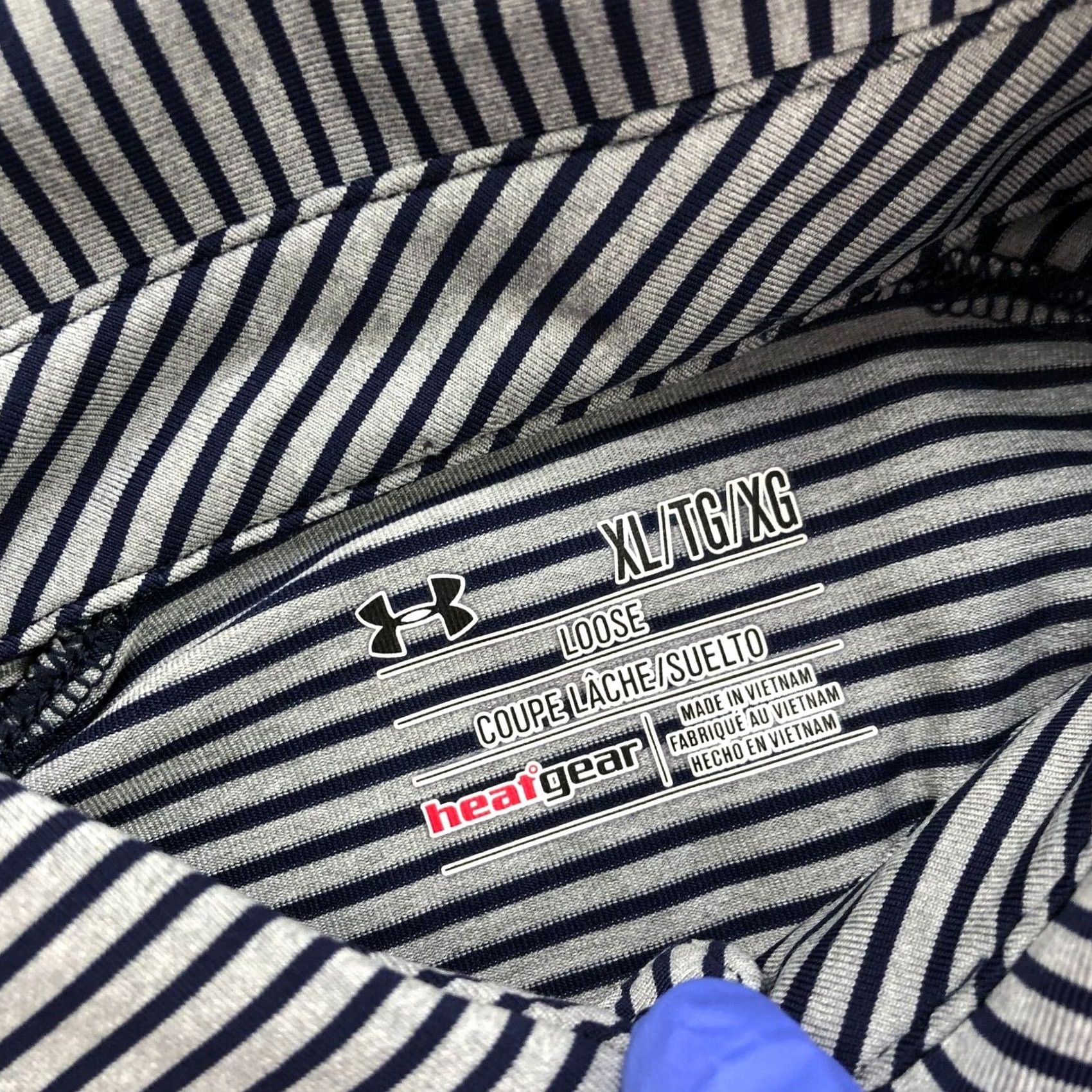 Under Armour VINTAGE? Under Armour XL LOGO Polo Shirt - Striped HeatGear Golf Button Polo Shirt Men XL Blue Size US XL / EU 56 / 4 - 4 Thumbnail