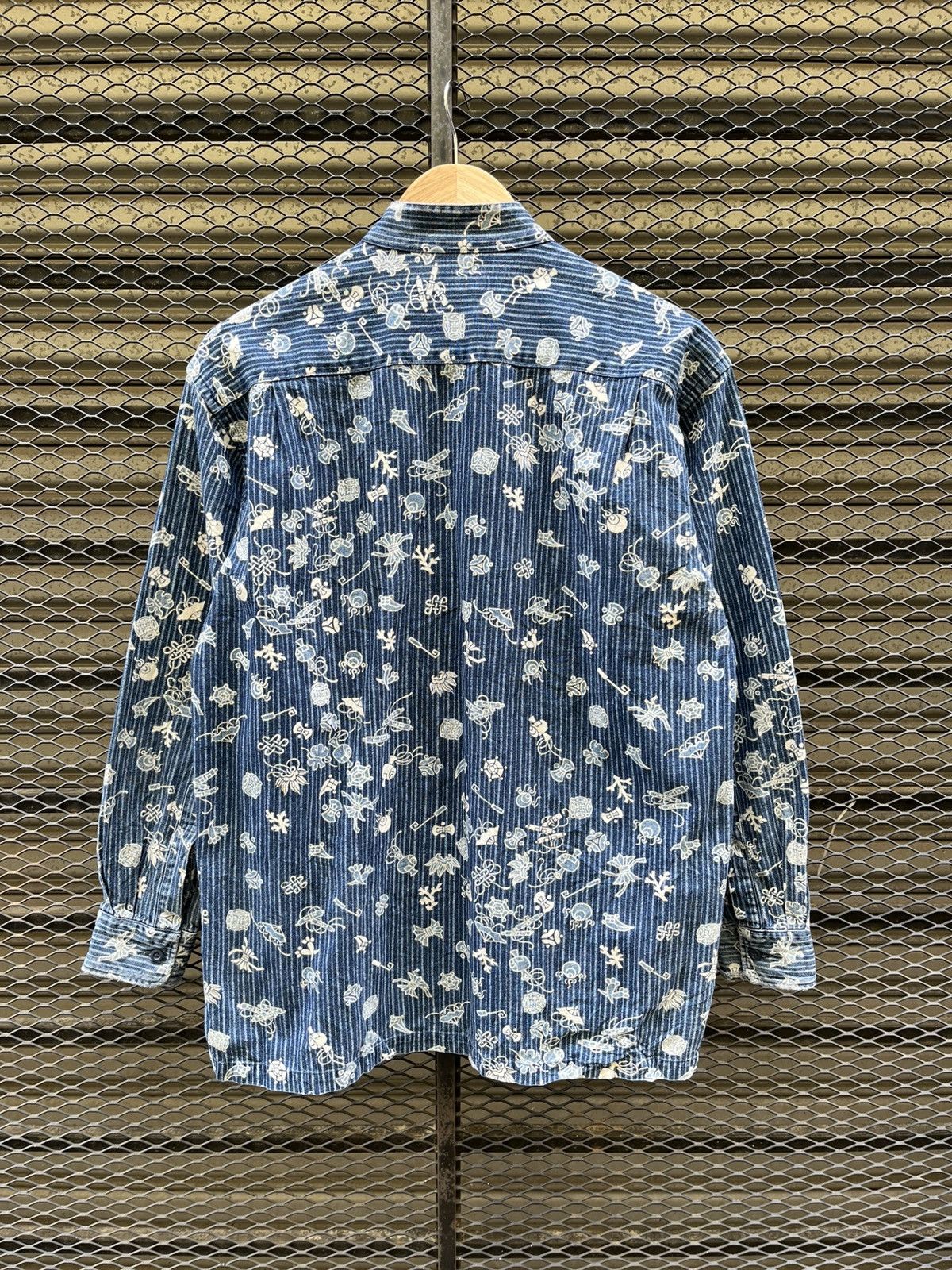 Iron Heart Japanese Sasakura Gensho Denim Band Mandarin Collar Shirt Size US M / EU 48-50 / 2 - 7 Thumbnail