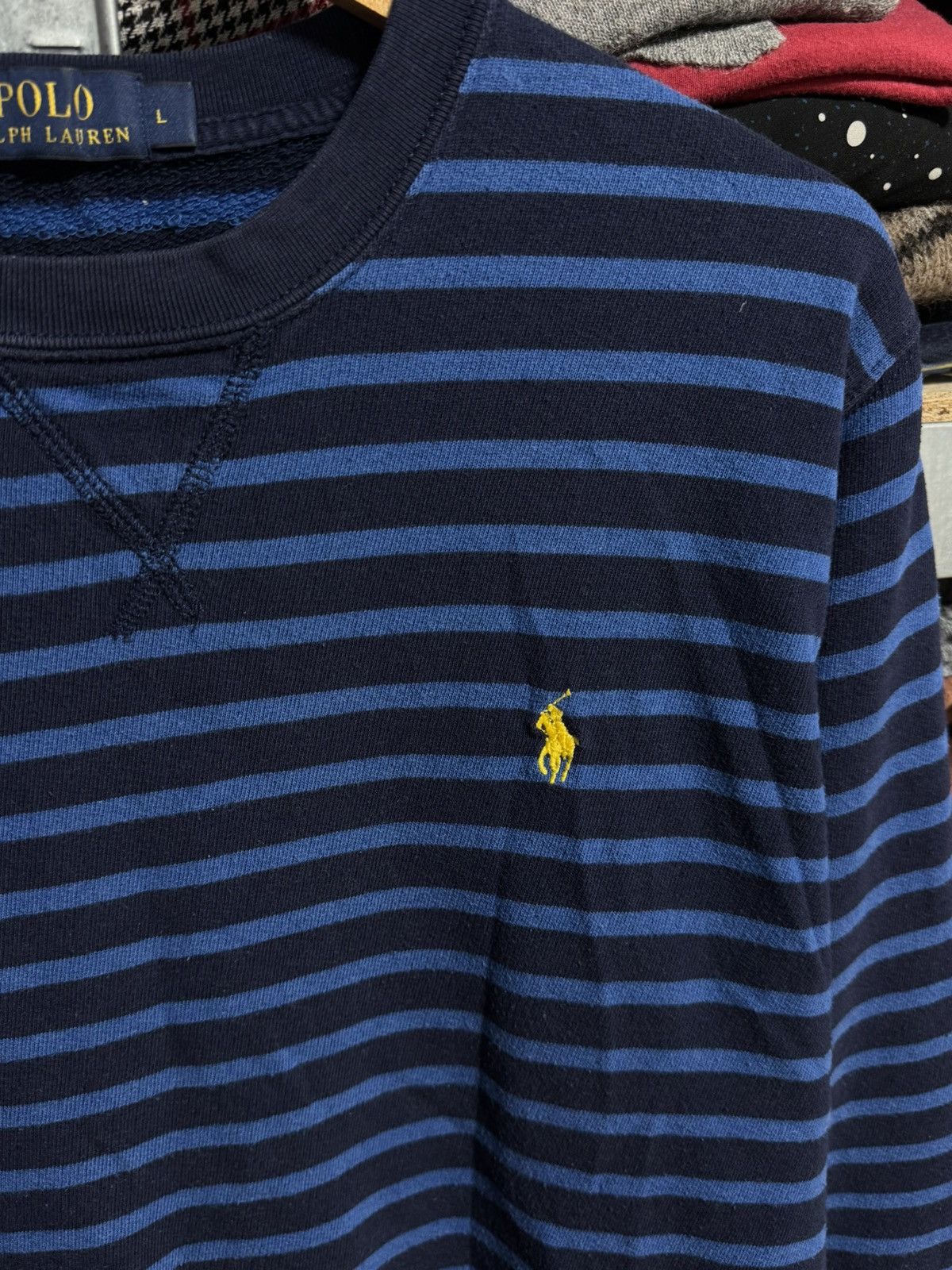 Polo Ralph Lauren Polo Ralph Lauren Small Logo Striped Sweatshirt Y2K Size L Size US L / EU 52-54 / 3 - 3 Thumbnail