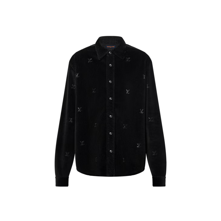Louis Vuitton Long-Sleeved LV Blason Embellished Corduroy Shirt Size US L / EU 52-54 / 3 - 1 Thumbnail