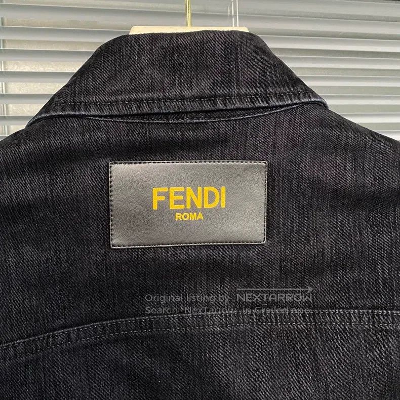 Fendi Fendi Denim Jacket with Fleece, Leather Patch Logo, Button Size US S / EU 44-46 / 1 - 6 Thumbnail