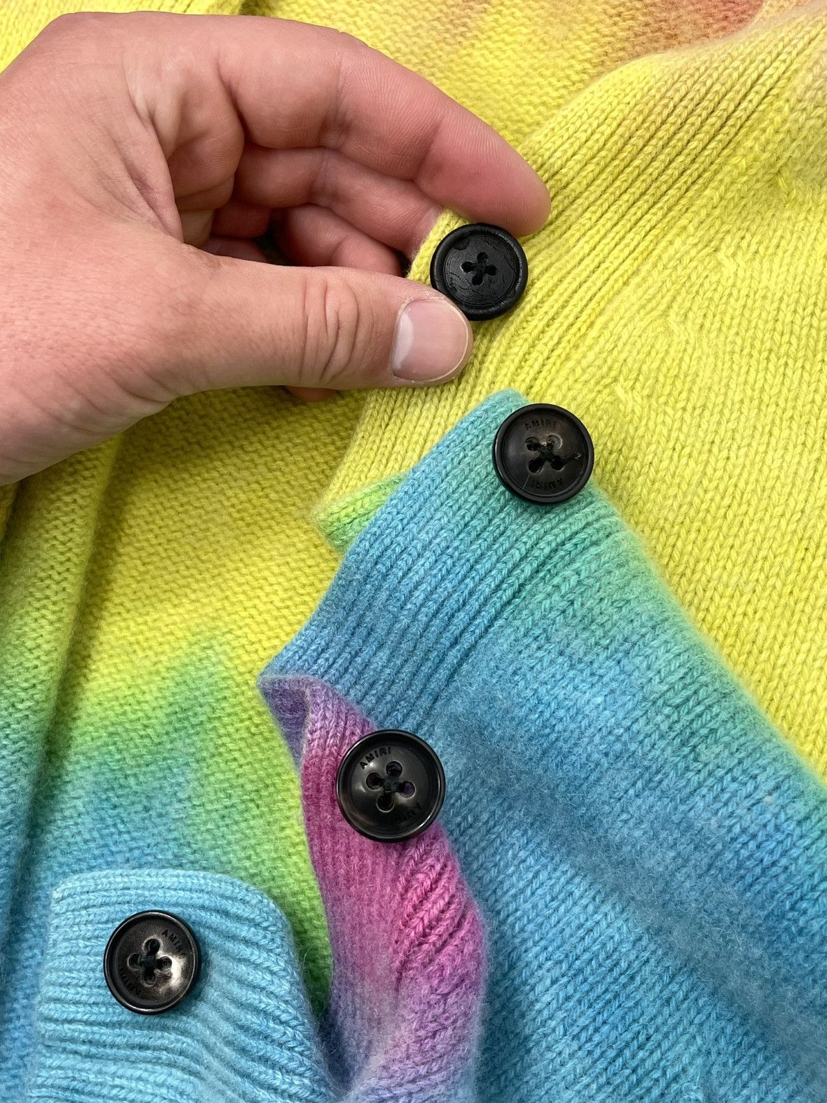 Amiri AMIRI Oversized Tie-Dye / Rainbow Cashmere Cardigan - Size S Size S / US 4 / IT 40 - 11 Thumbnail