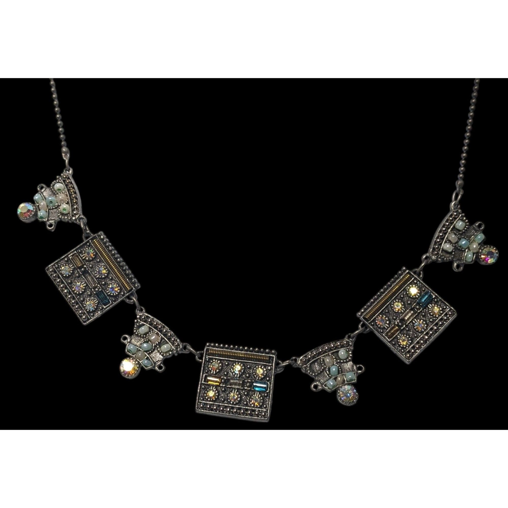 Other Vintage Art Deco Silver Tone Rhinestone Beaded Necklace Size ONE SIZE - 2 Thumbnail