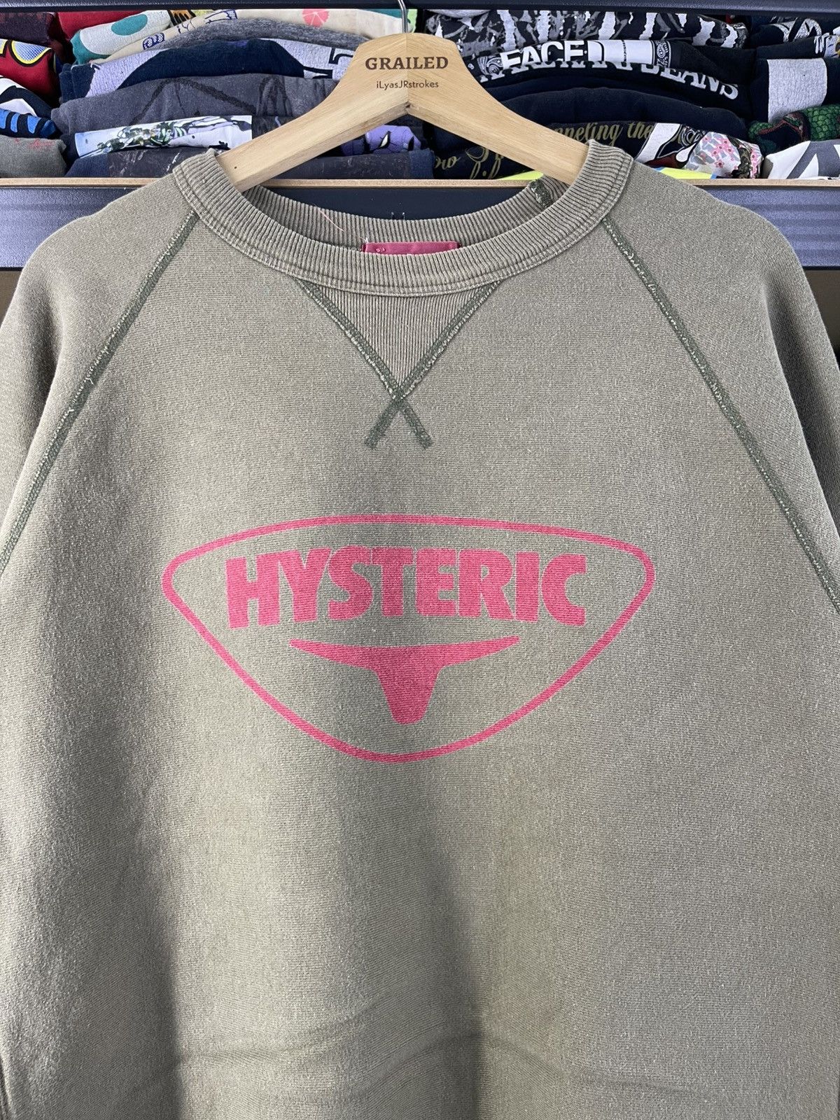 Hysteric Glamour 1990's Vintage Hysteric Glamour Spellout Logo Moss Green Size US L / EU 52-54 / 3 - 7 Thumbnail