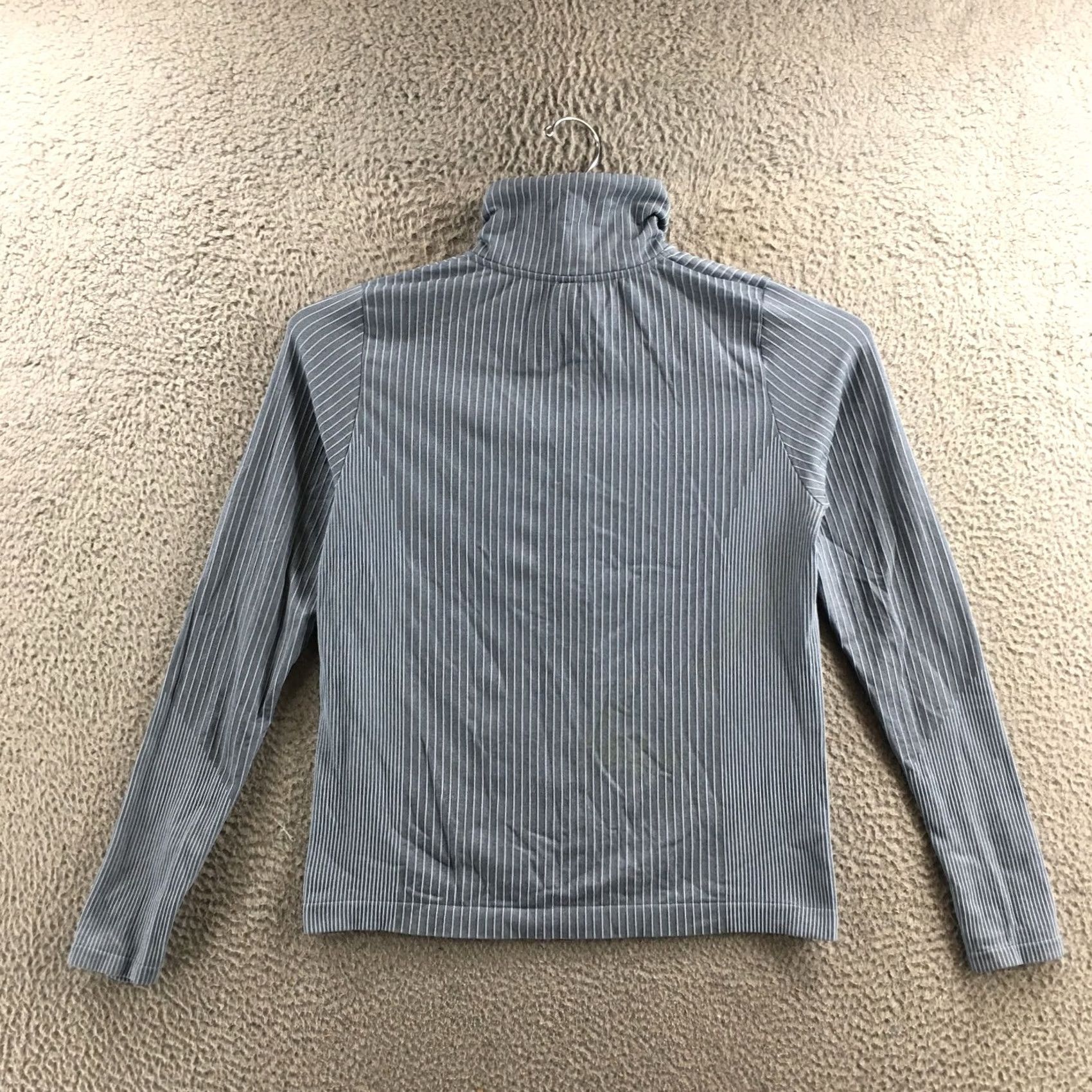Athleta Athleta Top Womens Small Gray White Stripe Snap Mock Neck Long Sleeve Shirt Size S / US 4 / IT 40 - 7 Thumbnail