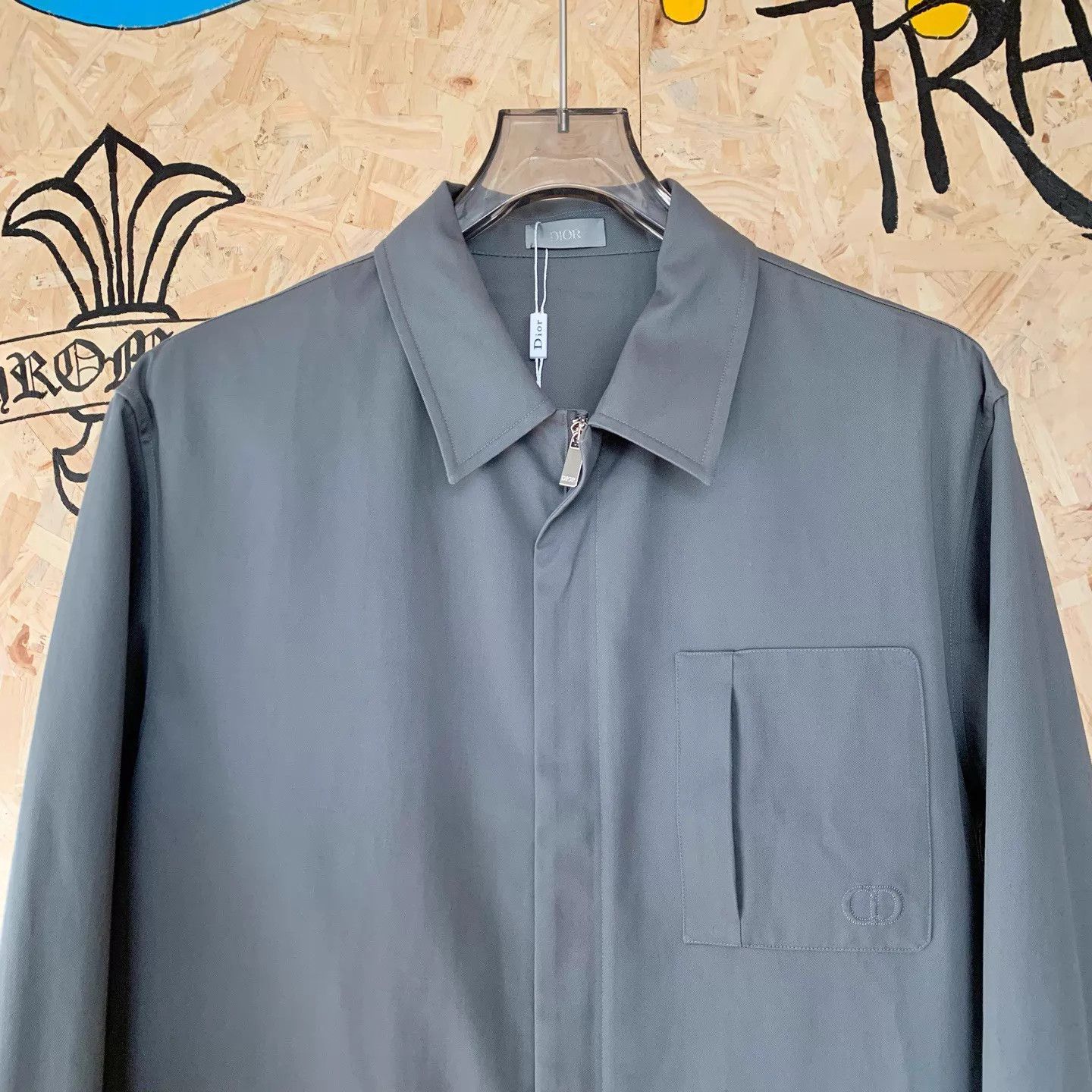 Dior DIOR Men's Cotton Gabardine Embroidered Zip LS Shirt Size US M / EU 48-50 / 2 - 3 Thumbnail