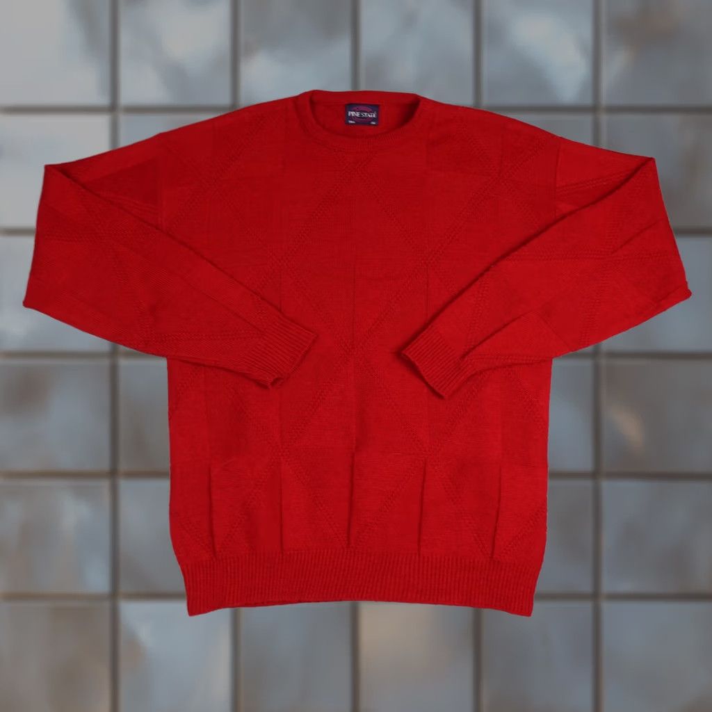 Vintage VINTAGE Pine State Mens Sweater XL Red Geometric Knit Crewneck Made In USA 90s Size US XL / EU 56 / 4 - 1 Thumbnail