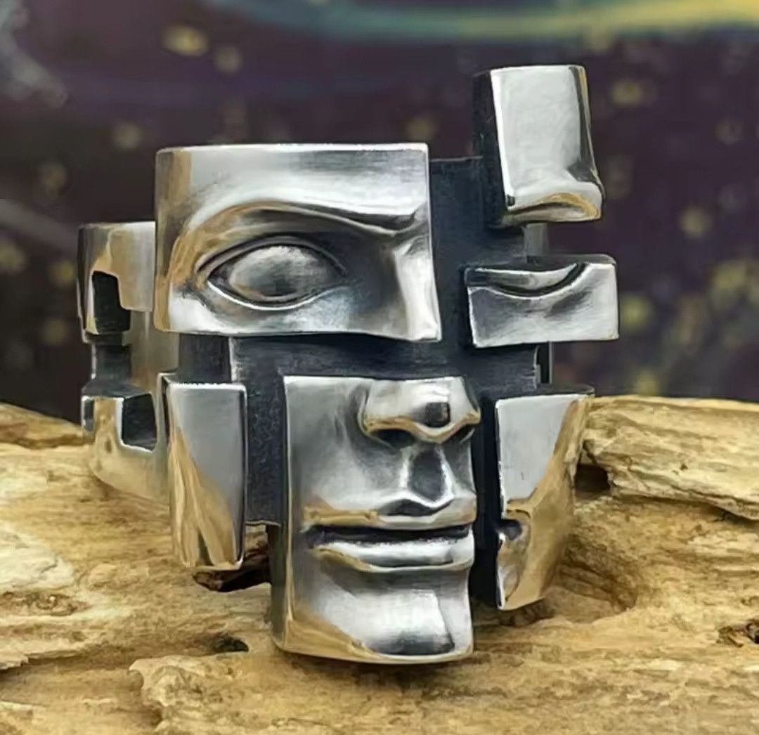 Jewelry × Vintage Adjustable Vintage Splitter Human Face Ring Size ONE SIZE - 1 Thumbnail