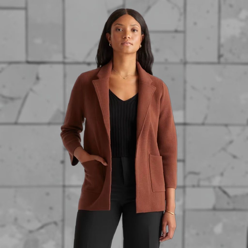 Quince Quince Womens Blazer XL Brown Organic Cotton Knit NEW Size XL / US 12-14 / IT 48-50 - 1 Thumbnail