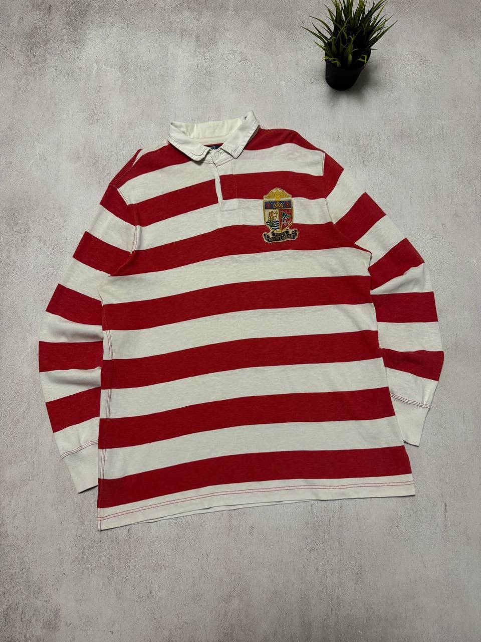 Vintage Vintage Polo Ralph Lauren Rugby Striped Sweatshirt Y2K 90s Size US XL / EU 56 / 4 - 1 Thumbnail