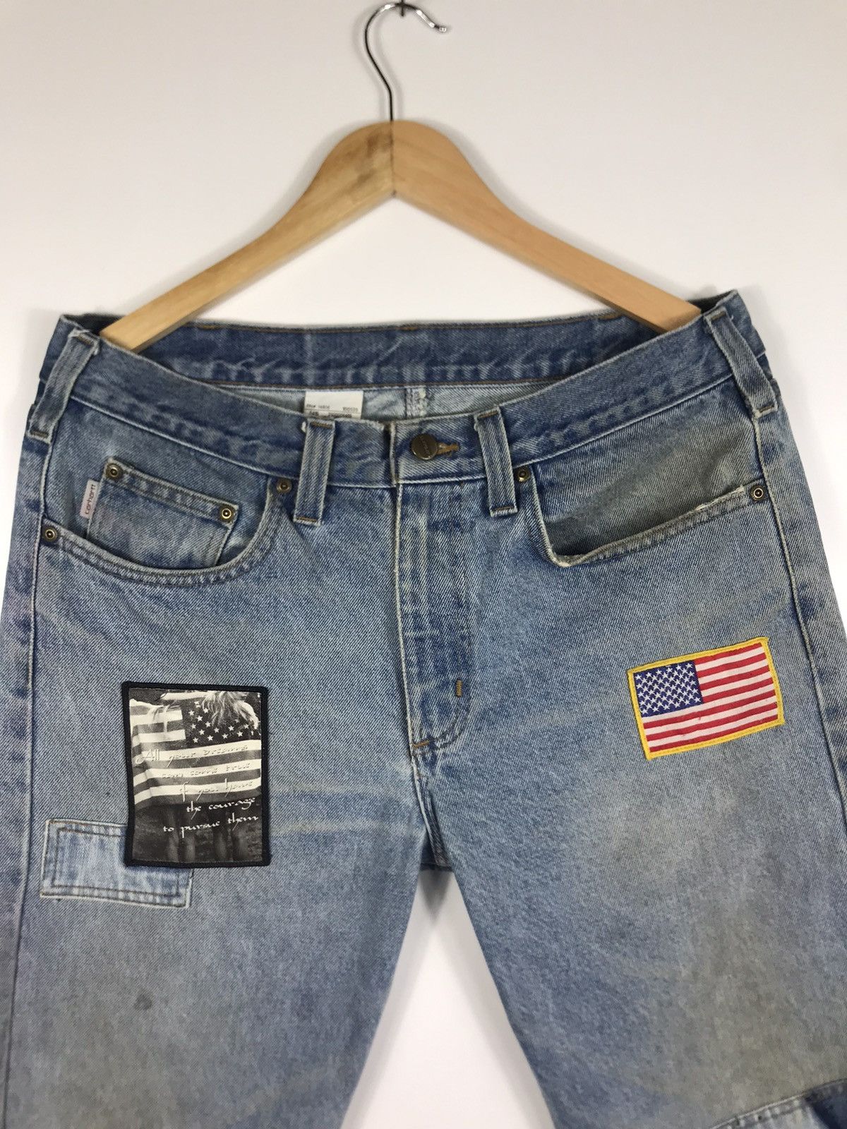Carhartt ⚡️Light Wash Carhartt Pacthes Denim Jean Shorts 35X24 Size US 35 - 4 Thumbnail