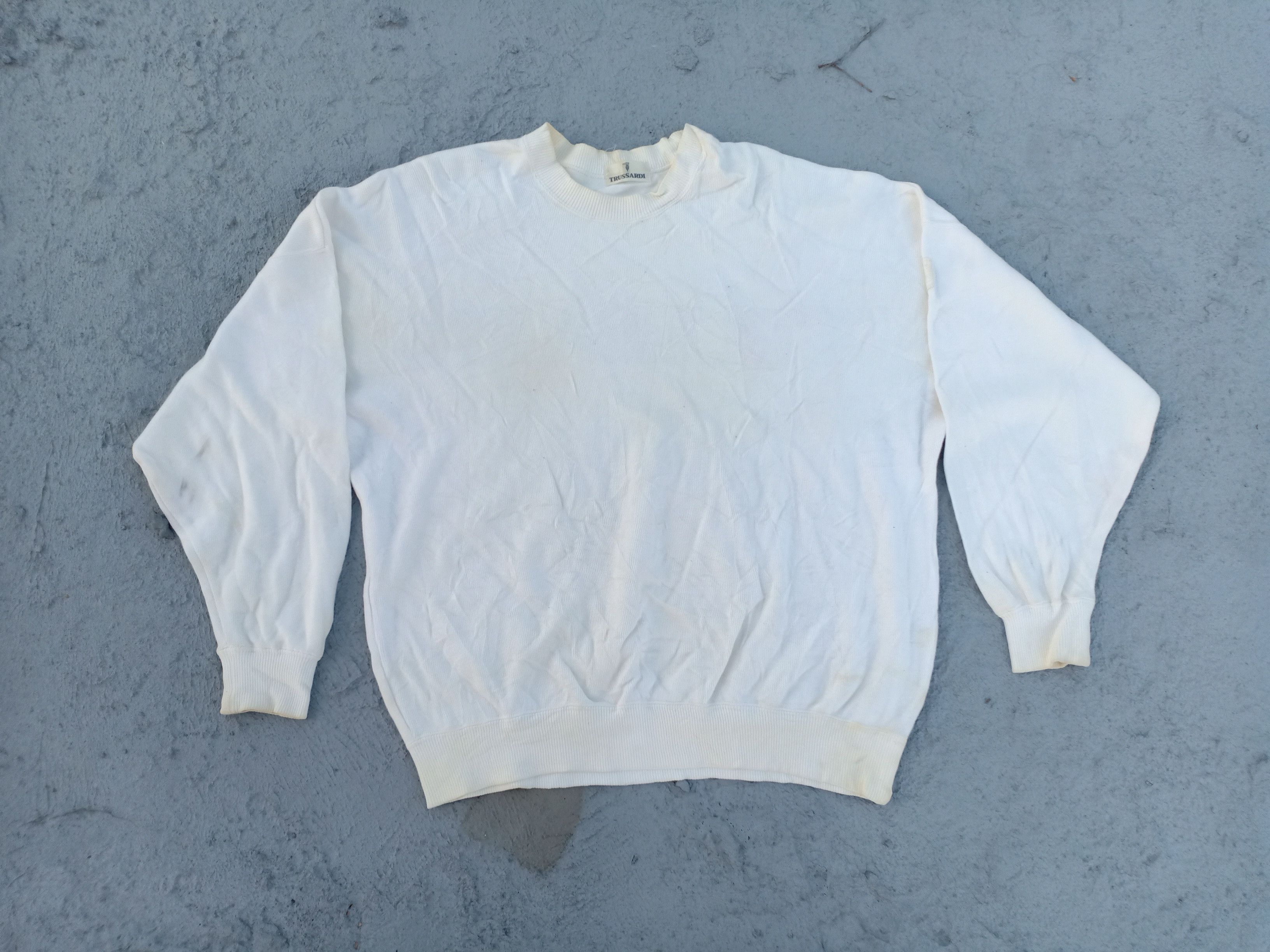 Trussardi × Vintage TRUSSARDI sweatshirt (embroidery script logo) Size US L / EU 52-54 / 3 - 4 Thumbnail