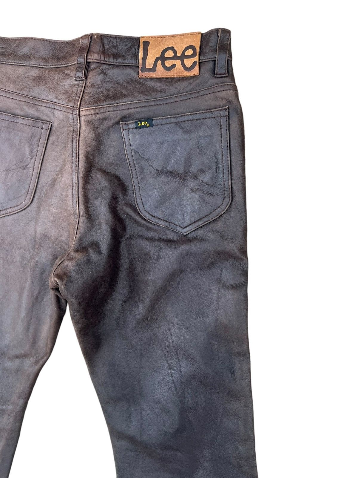 Genuine Leather Vintage Union Made Lee Riders Patina Cowhide Leather Jeans Size US 30 / EU 46 - 18 Thumbnail