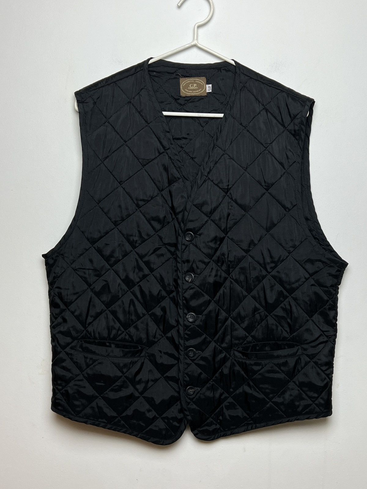 image of C P Company x Massimo Osti Cp Company Quilted Shimmer Vest Stone Island in Black, Men's (Size Large