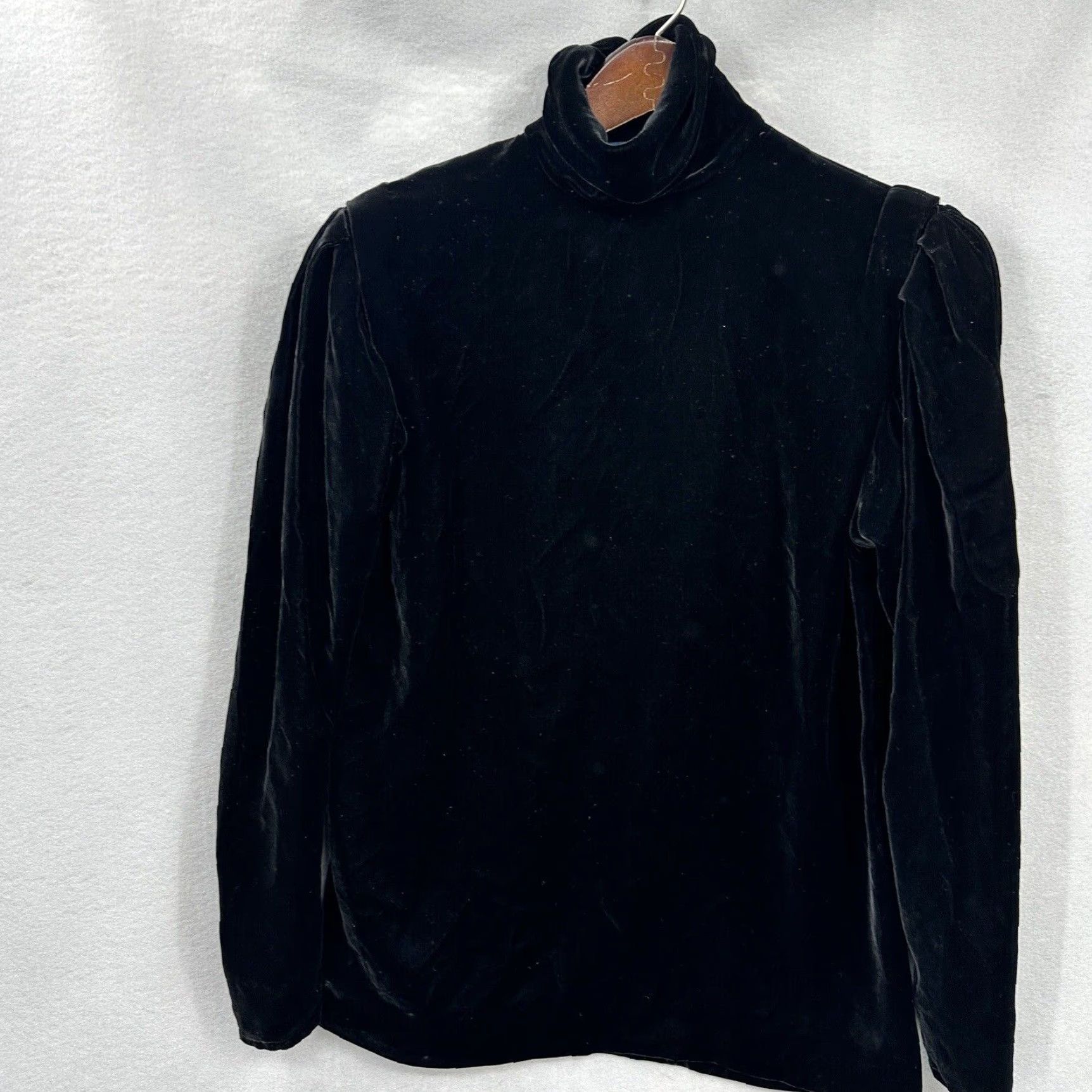 Emanuel Ungaro VINTAGE Emanuel Ungaro Velvet Blouse Womens 8 Black High Neck Sheer Sleeve Retro Tunic Size M / US 6-8 / IT 42-44 - 4 Thumbnail