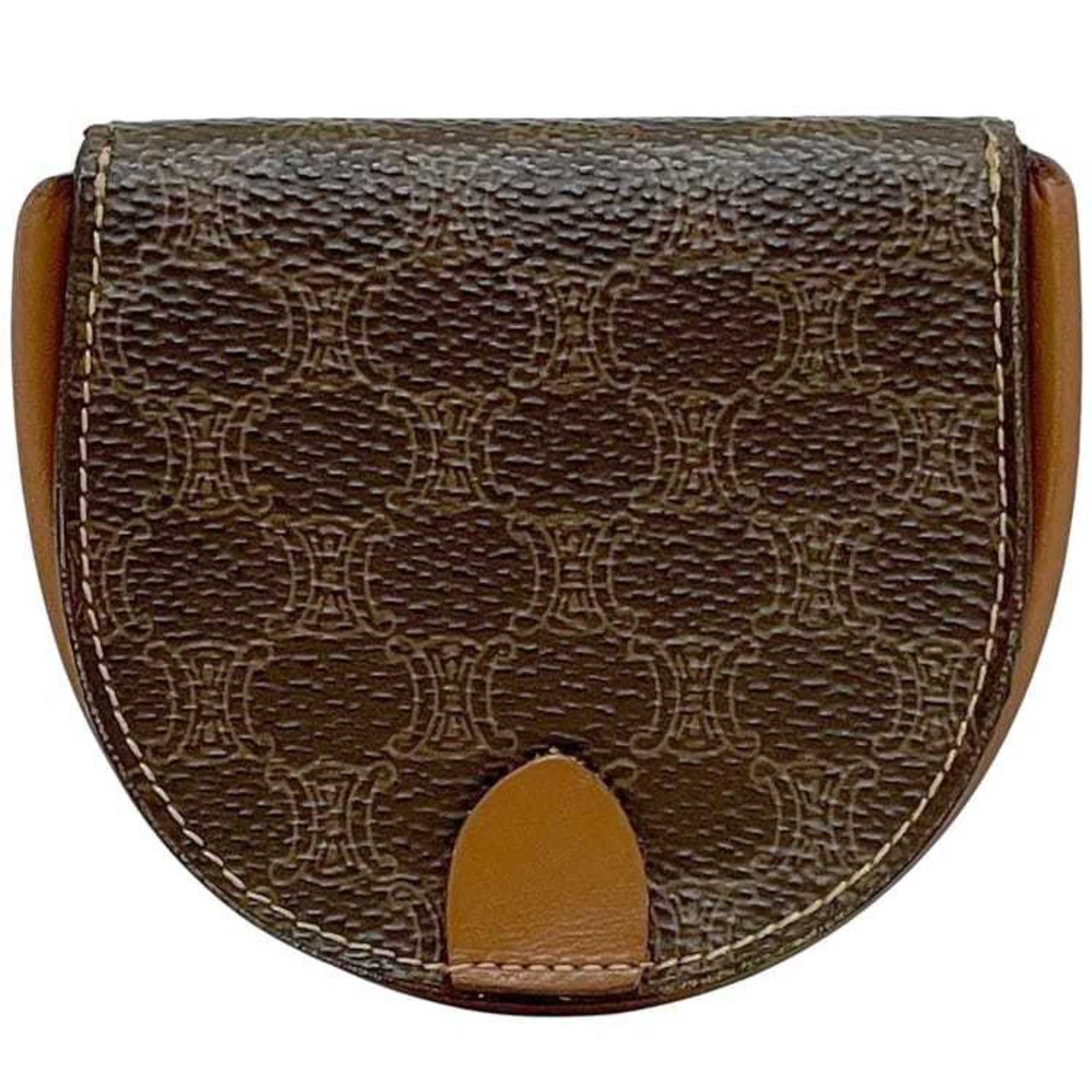 Celine Celine Coin Case ec-24439 Brown Macadam Purse PVC Leather JMB10 CELINE Flap Mini Wallet Compact Men's Women's Size ONE SIZE - 1 Thumbnail