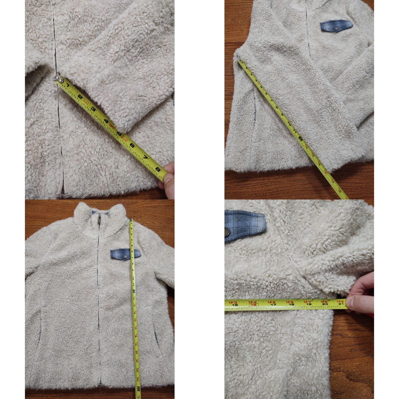 Pendleton Pendleton Fuzzy Zip Up Fleece Jacket Women Med Beige Front Pocket Plaid Accents Size M / US 6-8 / IT 42-44 - 8 Thumbnail