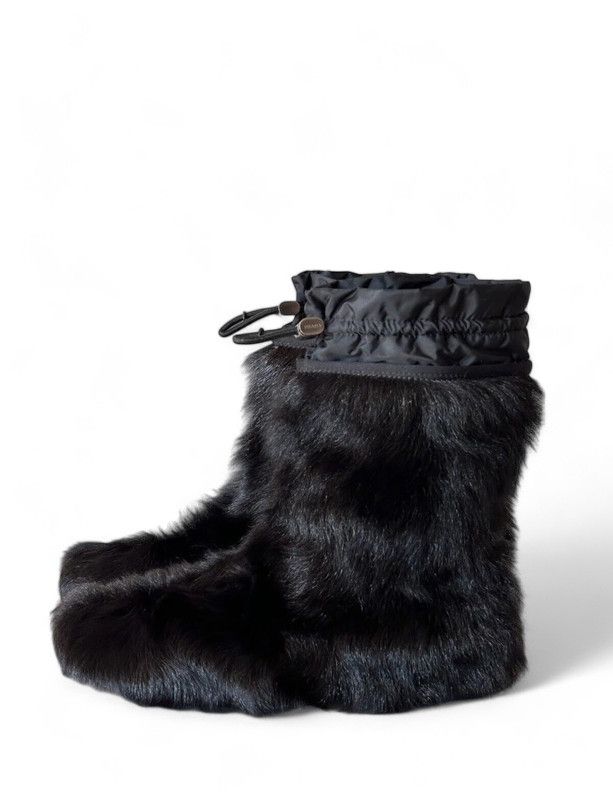 image of Archive Prada Fur Boots 3527 Shoes in Black, Women's (Size 8.5)