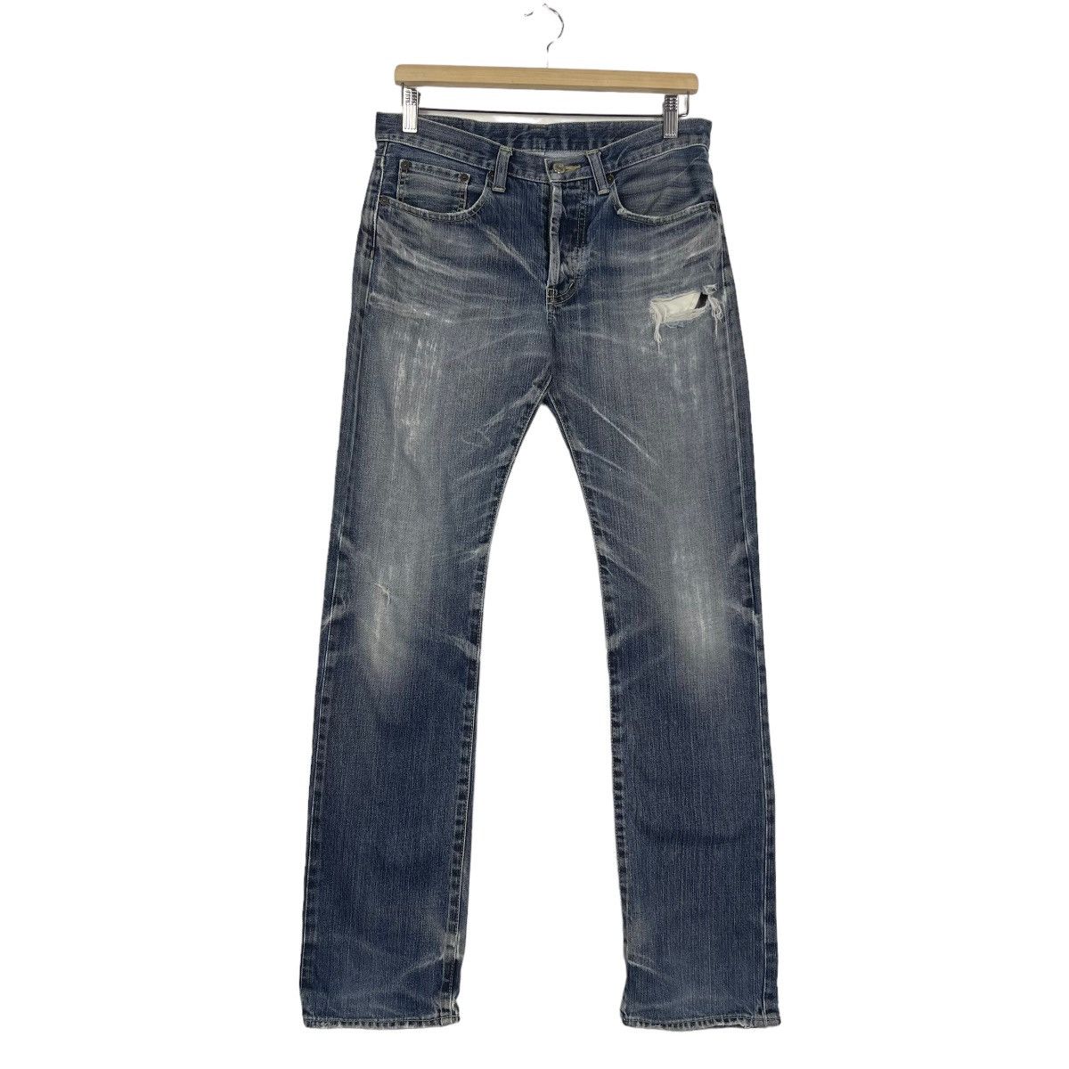 Hysteric Glamour Takeo Kikuchi Ripped Denim Flare Jeans Size US 32 / EU 48 - 2 Thumbnail