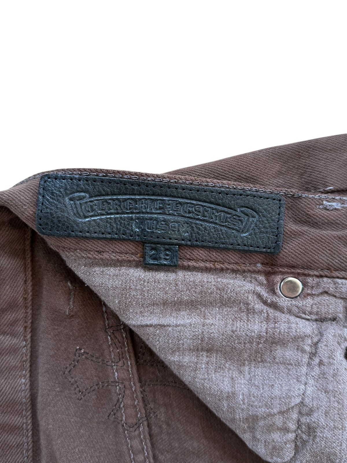 Chrome Hearts × Levi's OFFSET Personal Chrome Hearts Brown Levi’s Cross Patch Jeans Size US 29 - 10 Thumbnail