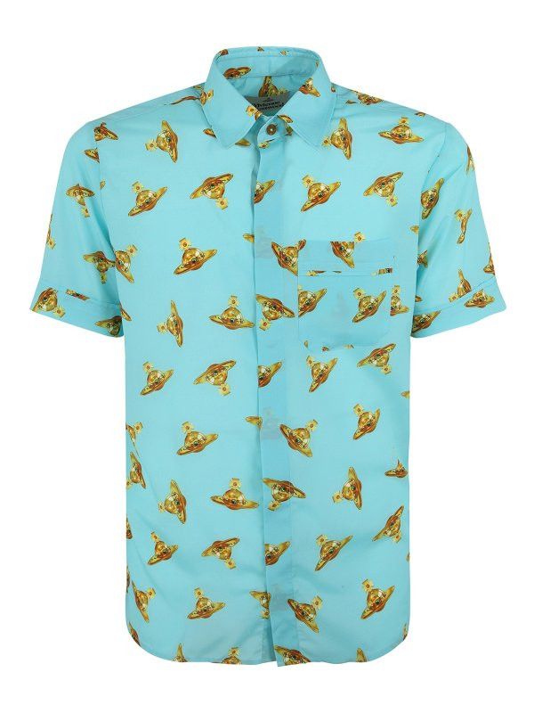 o1y0525 Patterned Shirt in Turquoise/Yellow