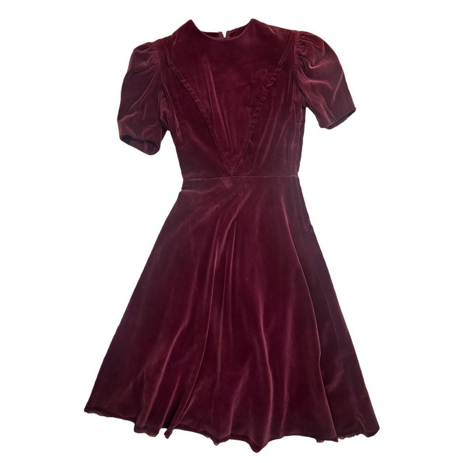 Vintage 40s vintage dress velvet maroon lanz originals of salzburg Size XS / US 0-2 / IT 36-38 - 1 Thumbnail