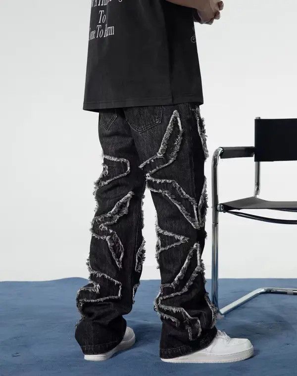 VIBE Retro star heavy washed raw edge jeans Size US 32 / EU 48 - 3 Thumbnail