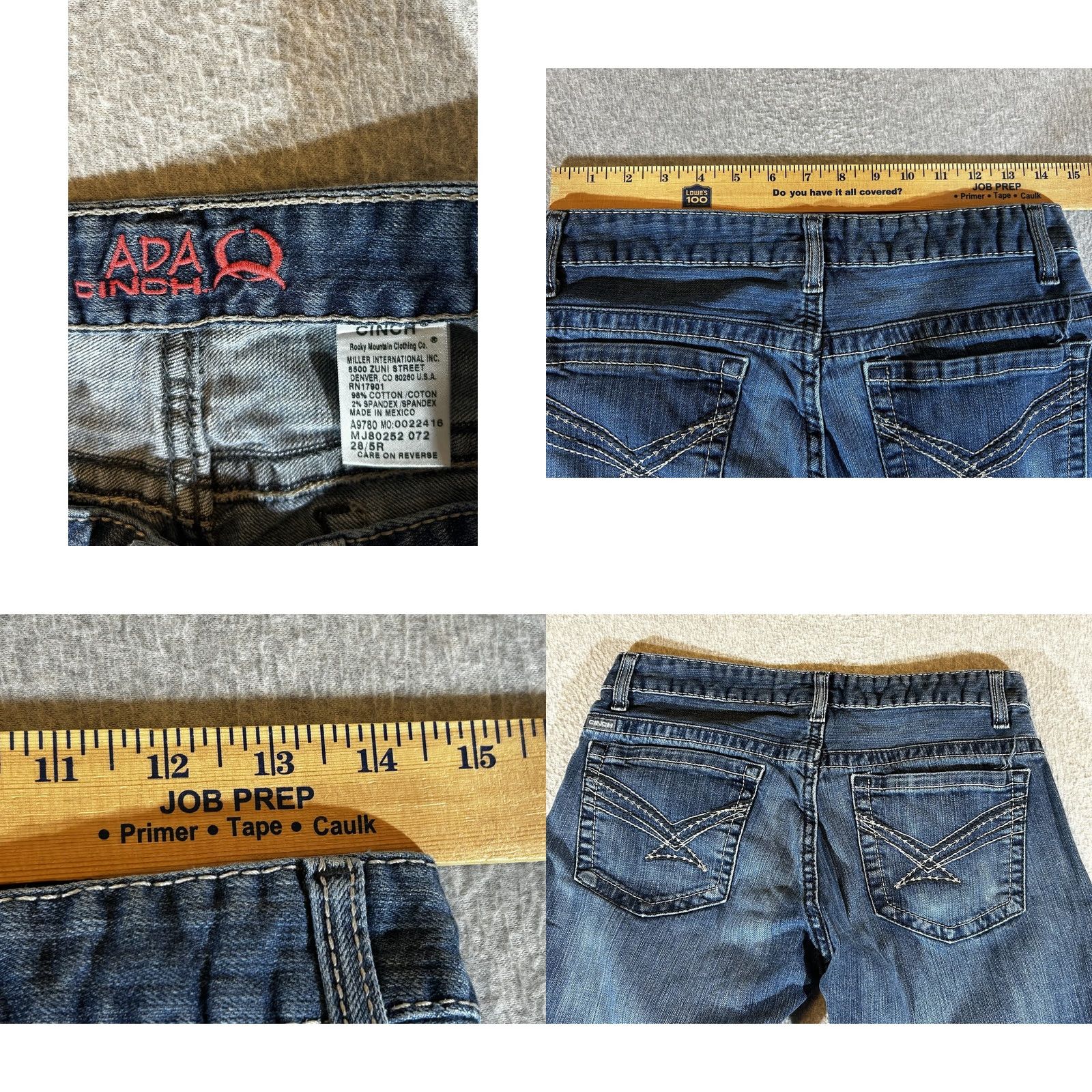 Vintage Cinch Ada Womens Dark Wash Bootcut Stretch Jeans 28/5R Mid Rise Relaxed 5-Pocket Denim Cotton Spandex Women Jeans Mens Womens Size 28" / US 6 / IT 42 - 8 Thumbnail